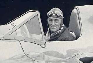 Captain Malcolm Campbell in the cockpit of Bluebird
