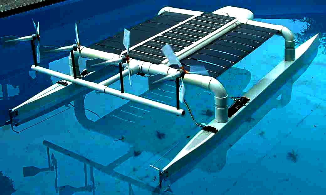 Autonomous solar and wind powered development model catamaran