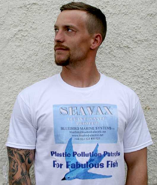 Terry wearing a SeaVax T shirt sporting the bluebird logo