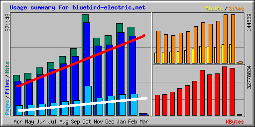 Bar graph showing continuous website growth