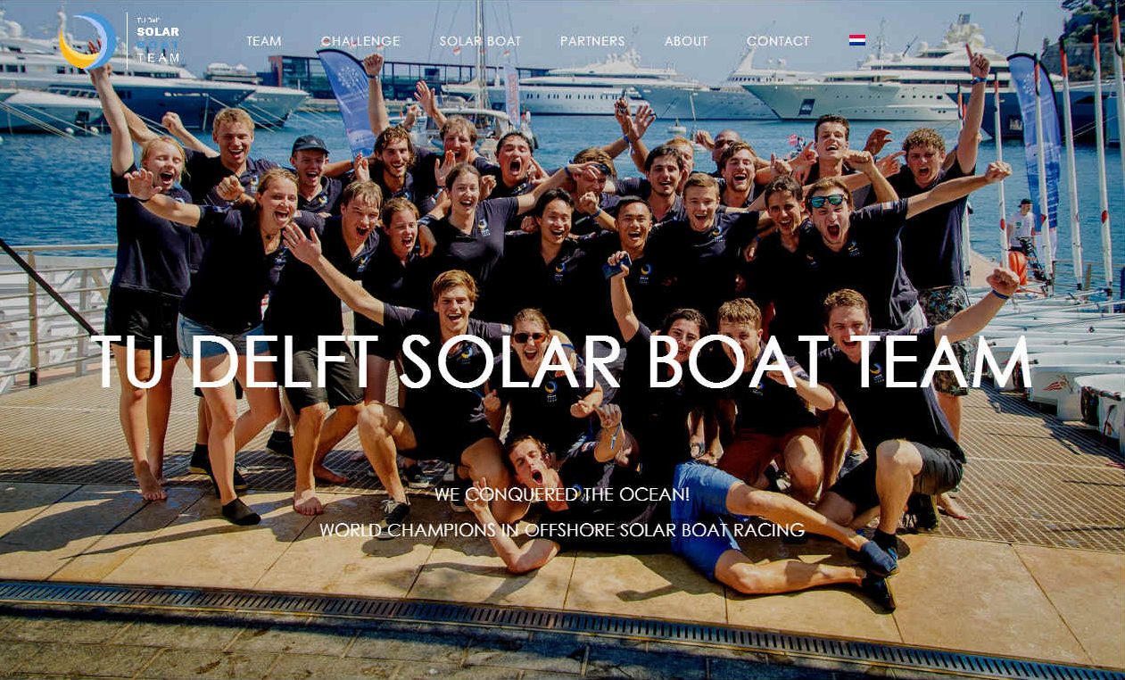 Team photograph solar boat race winners Monaco, July 2019