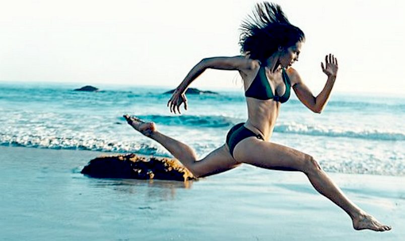 A woman running at high speed, sport training