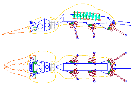 Autocad drawing full size of a giant robot bulldog ant