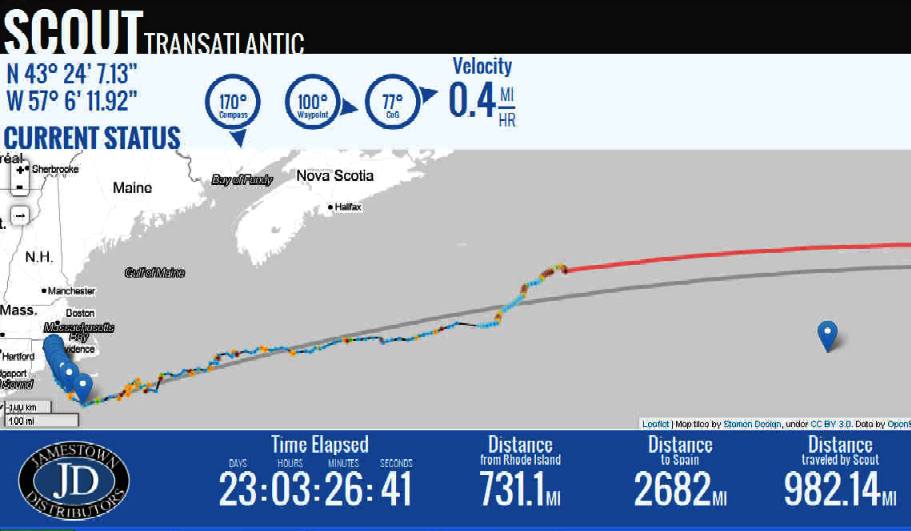 Scout's Atlantic world record crossing progress 15 September 2013