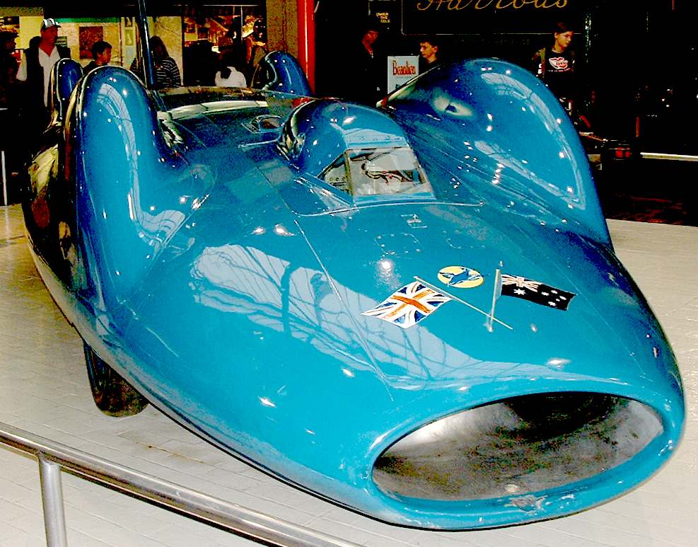 The jet powered Bluebird land speed record car at Beaulieu