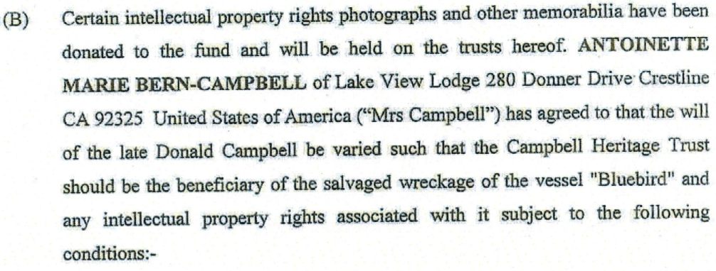 A clause from a Declaration of Trust dating from the 16th of October 2001, where Tonia agrees to vary the will of her husband Donald.