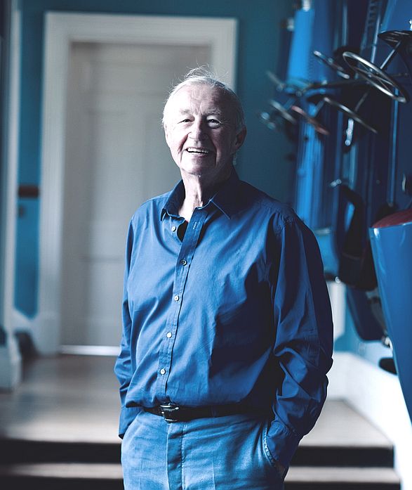 Sir Terence Conran - a study in blue.