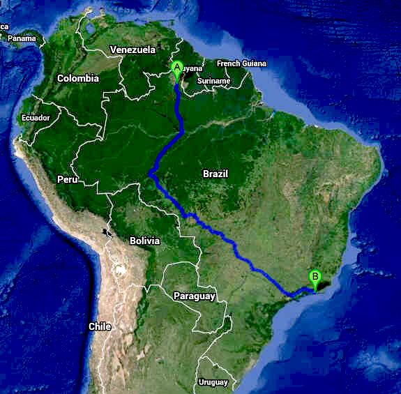 The South American Cannonball Run Google route map