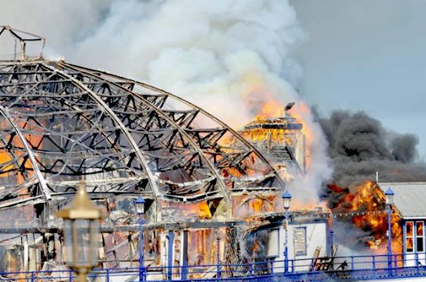 Eastbourne Pier on fire July 2014
