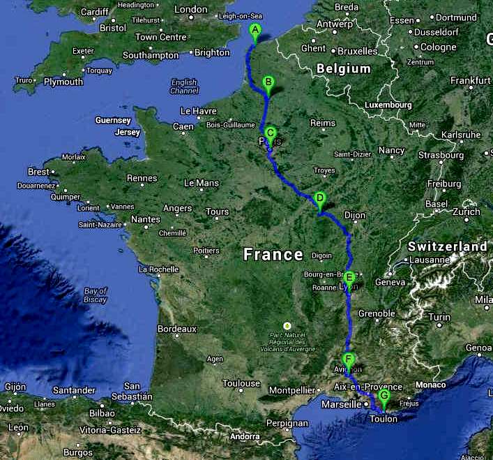 The French Connection - Cannonball Run route map