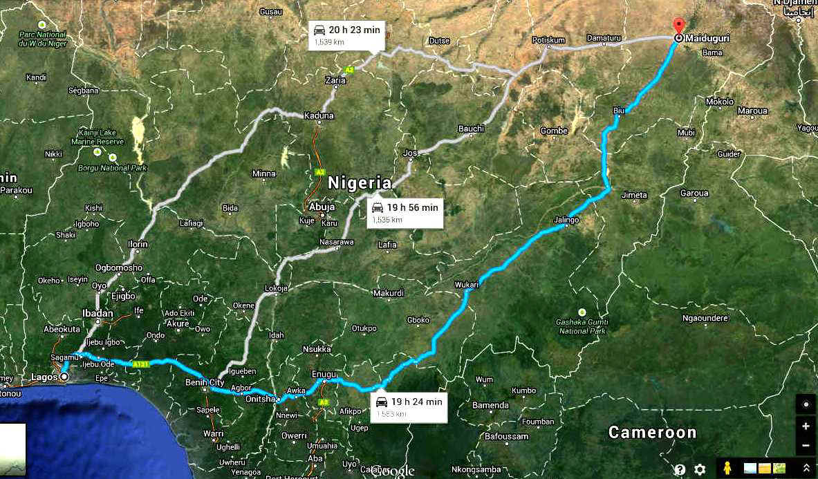 The Nigerian Cannonball Run Google route map