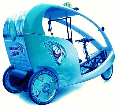 Solar powered Bluebird electric rickshaw
