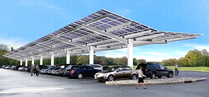 Solar car parks provide free energy to drivers