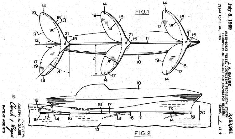 US Patent drawings J A Gause 1969, No: 3,453,981