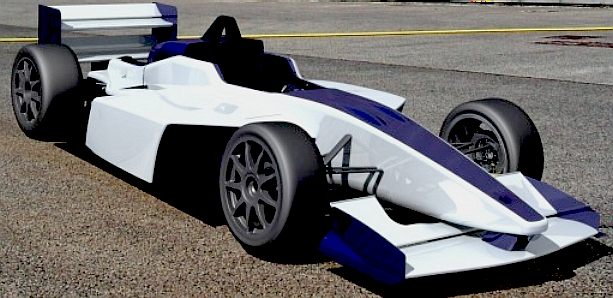 A typical Formula E open wheell racing car, before design modification