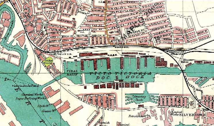 Victoria docks map of London 1908