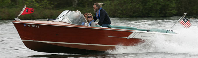 Classic wooden speedboat