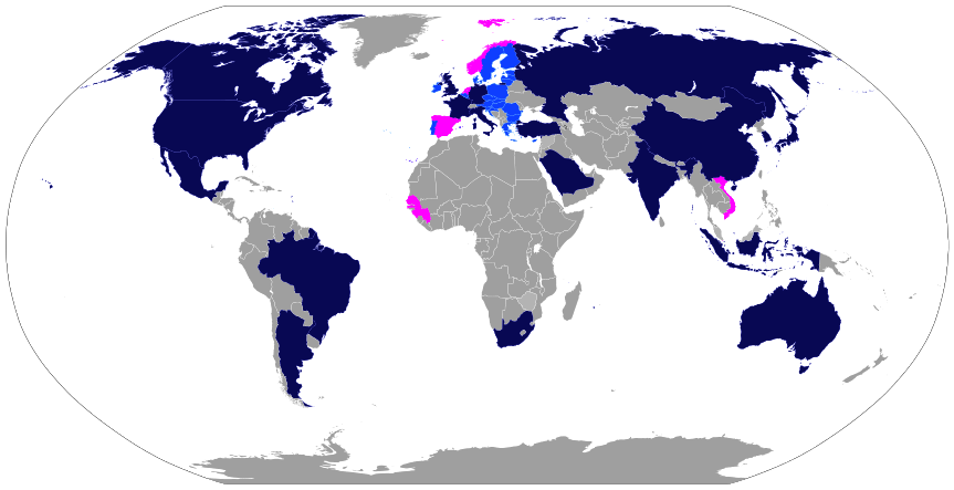 World map showing G20 nations across the globe