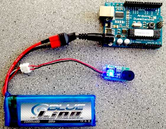 Lithium batttery pack powering an Arduino