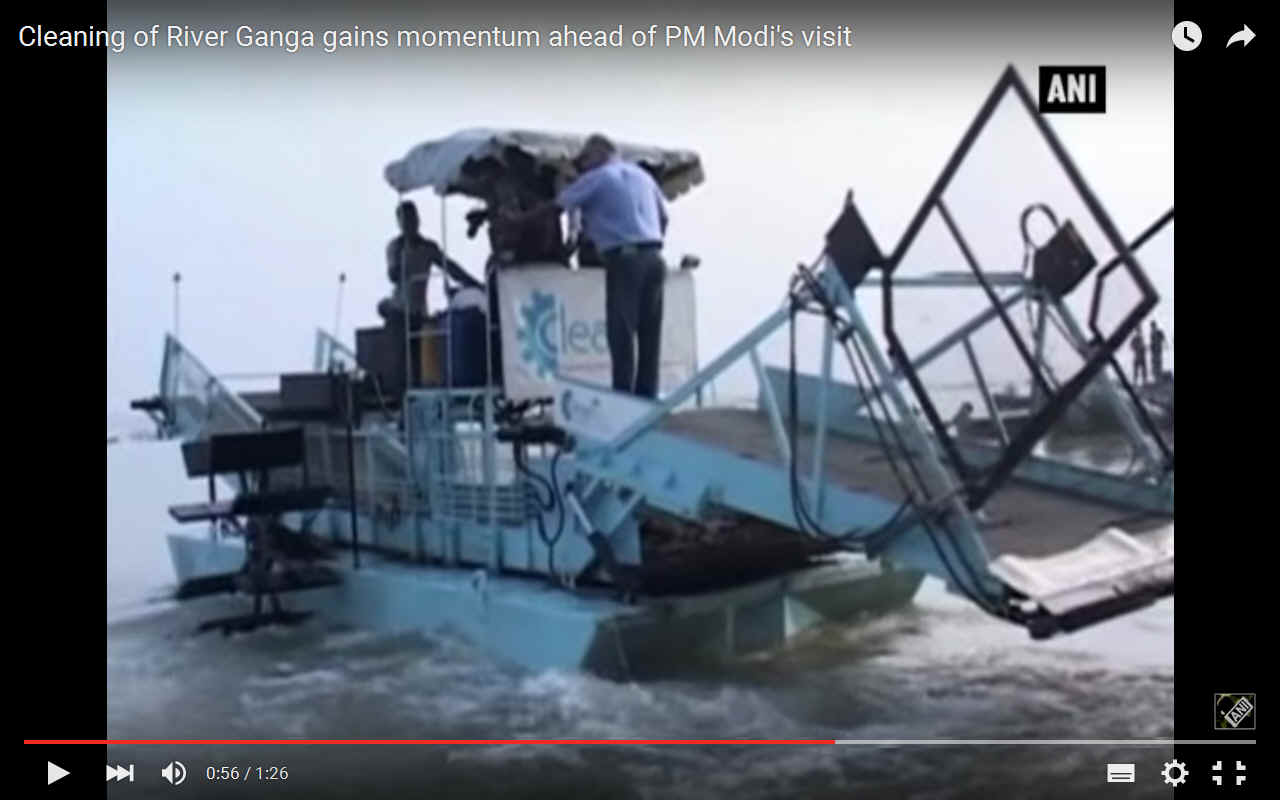 Youtube still, cleaning the River Ganga for PMs visit