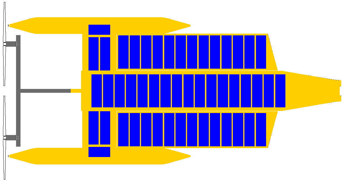 Ocean plastic cleaning autonomous robot ship model solar panel layout