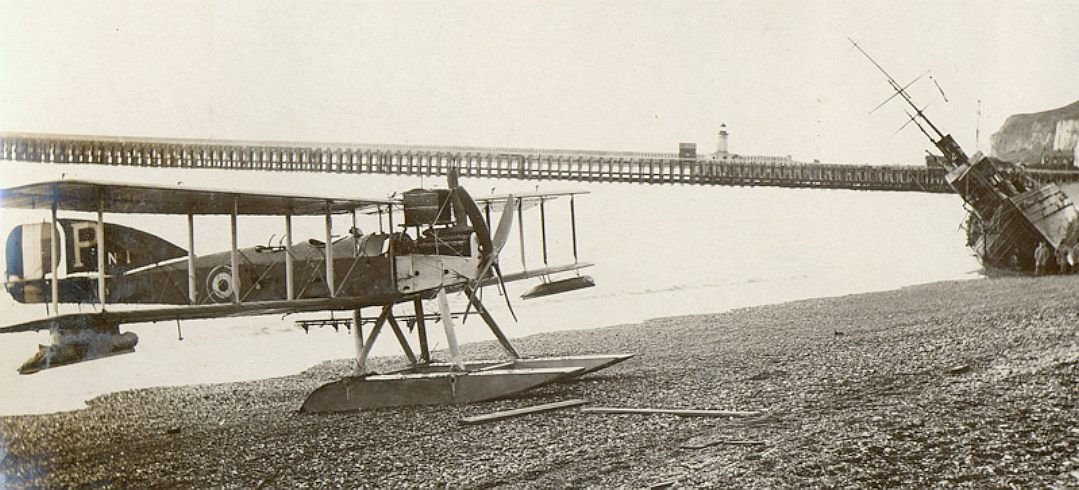 RAF Newhaven in 1917, a Fairey seaplane is beached