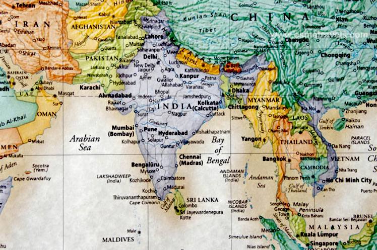 Arabian Sea and Bay of Bengal map
