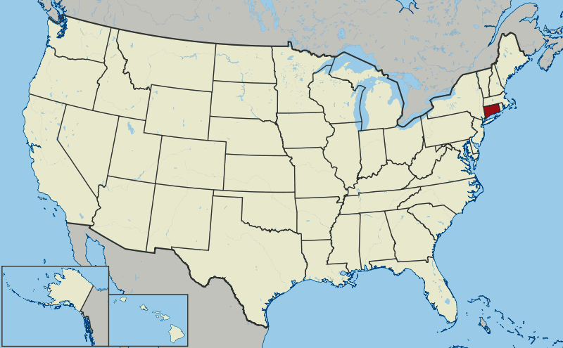 Location map of Connecticut USA