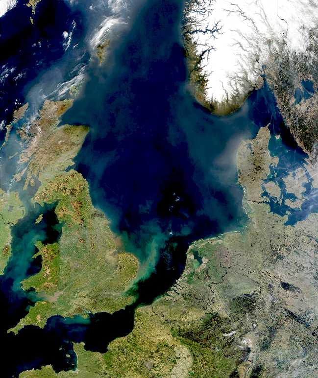 The North Sea taken by a NASA satellite