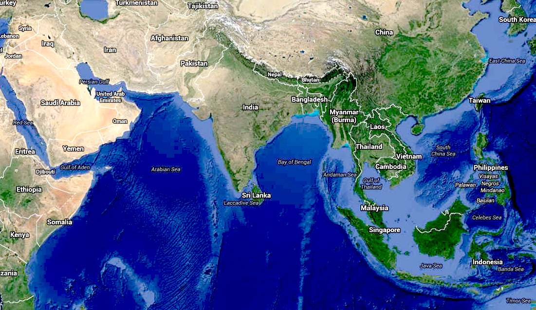 Arabian Sea Bay Bengal South China Indian Ocean Google Maps 