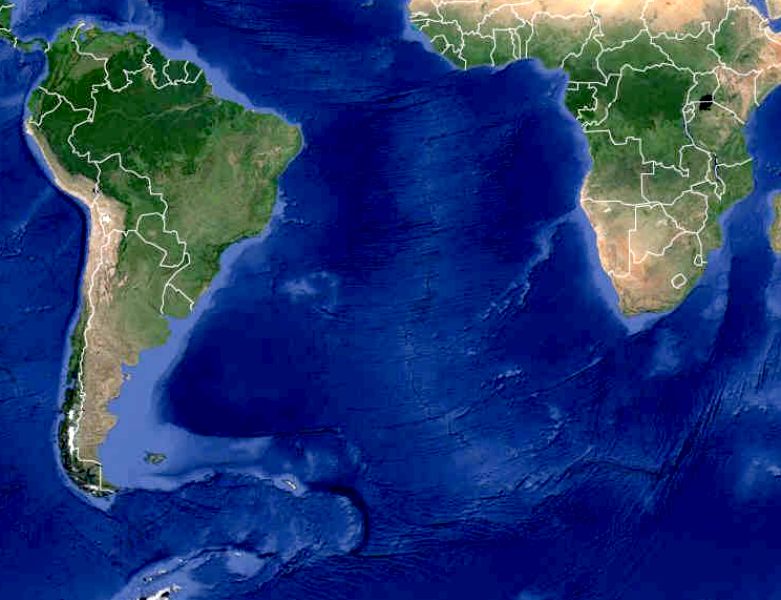 Google derived map of the South Atlantic Ocean