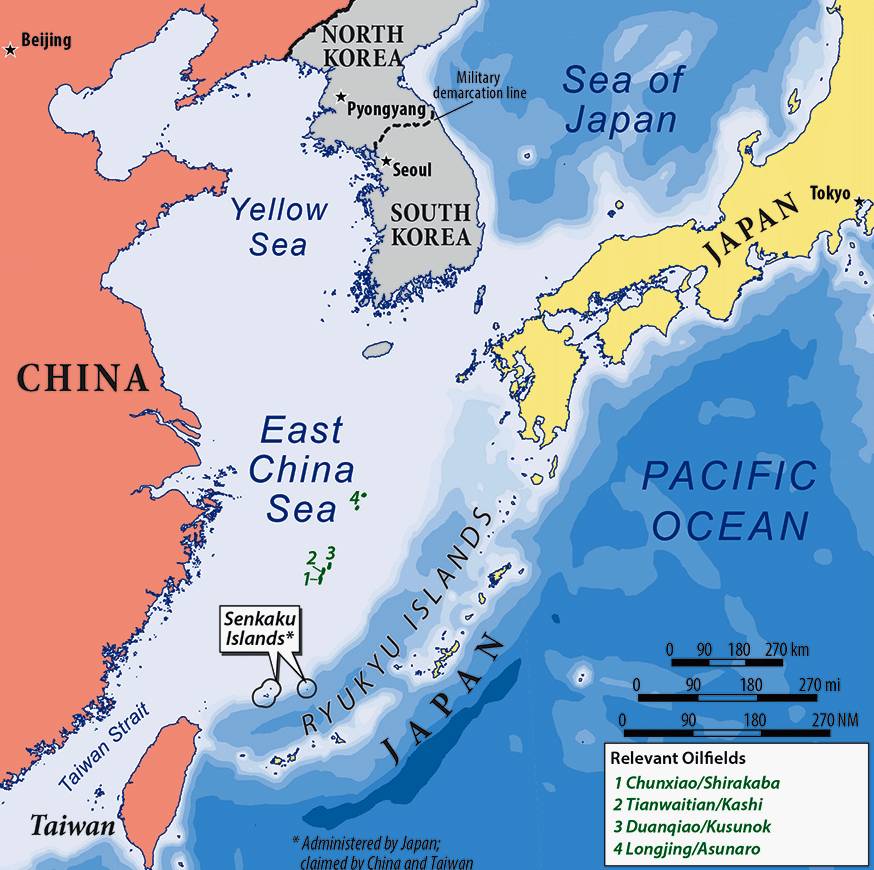 Map of the East China Sea