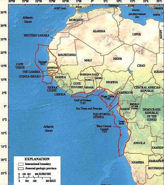 Gulf Guinea West Africa Oil Regions Map Atlantic Ocean 