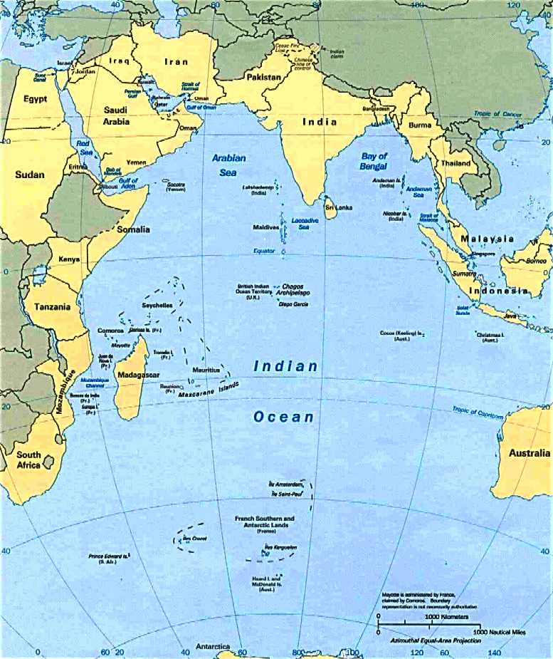 Indian Ocean Arabian Sea Bay Bengal Map 