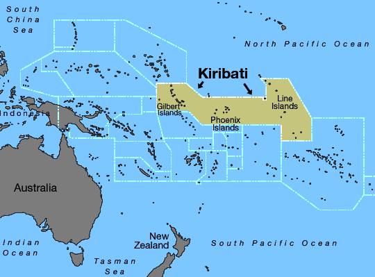 Kiribati, the Gilbert Islands, North Pacific Ocean map
