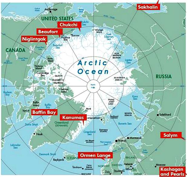 Map of Shell's Arctic exploration plans