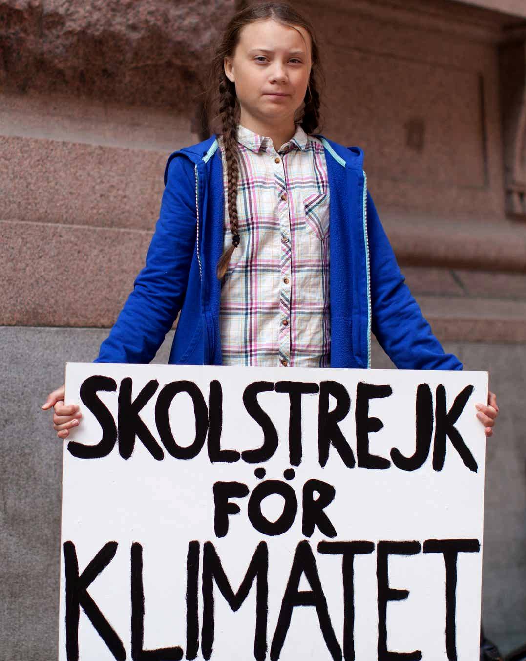 Greta Thunberg climate change activist: Skolstrejk For Klimatet