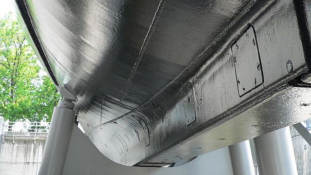 Kingston valves on the underside of a submarine hull