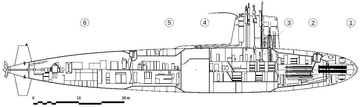 Diagram of the layout of the USS Scorpion